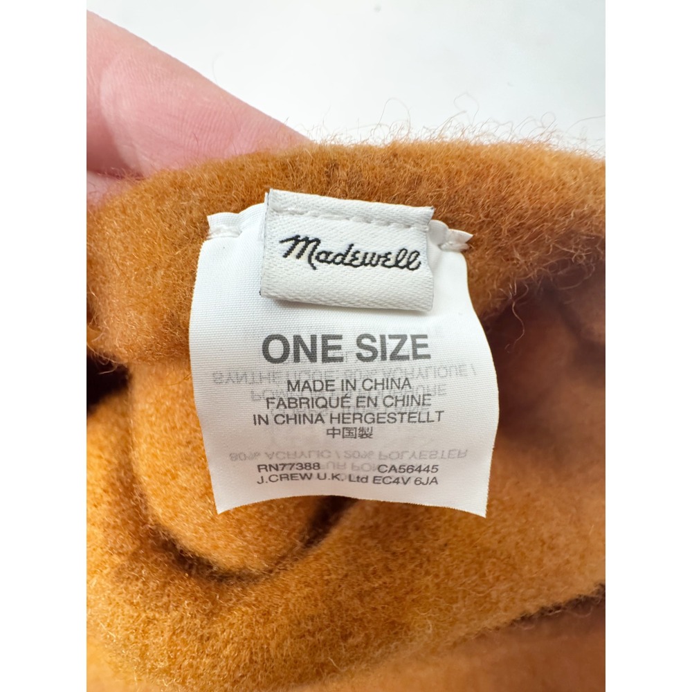 Madewell | Pom Pom Beret, 100% Wool w/ Faux Fur Poms, Rust Orange K5812 One Size - Picture 6 of 9
